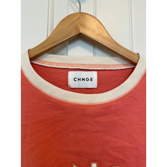 CHNGE Coral Cropped T-Shirt With White Embroidered Logo Size S, NWT - Picture 7 of 10